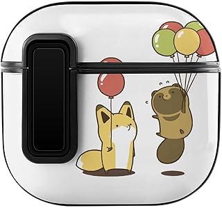 AirPods4ケース タヌキとキツネ Airpods第4世代ケース エアポッズ4カバー Case 全面保護 耐衝撃 紛失防止 互換性がある ワイヤレス充電対応 軽量 防塵 かわいい マグネット 持ち運び便利