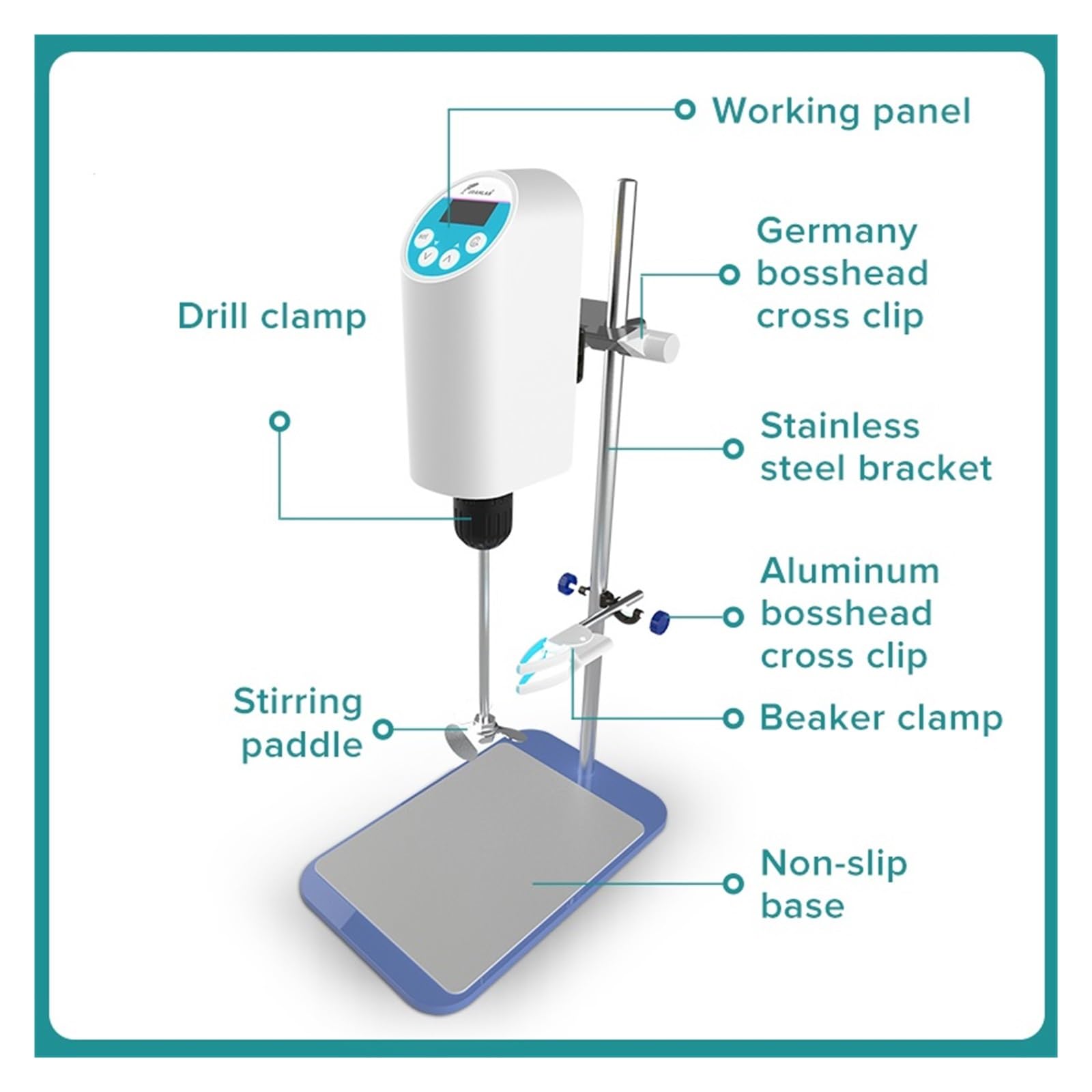 Viskosimeter, 110 V bis 220 Laborrührer, elektrischer Rührer, Digitalanzeige, Labormischer, Laborausrüstung, maximale Rührkapazität: 20 l(OSC-10L(LCD),EU plug)