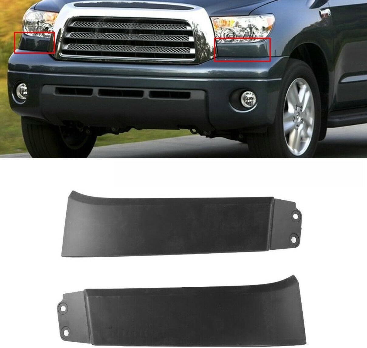 1Pair Left+Right Front Bumper Grille Headlight Filler Trim Panels for 2007-2013 Toyota Tundra, for 2008-2012 Toyota Sequoia