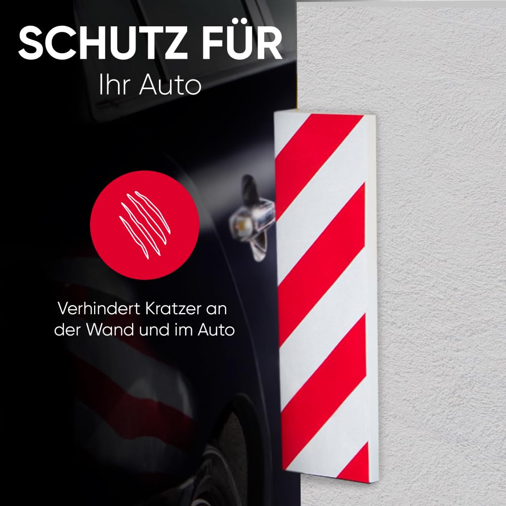 NURADA Schaumstoff Garagen Wandschutz & Kantenschutz (5 Stück, rot & weiß, 40x25 cm)- Kantenschutz selbstklebend für Garage - Türkantenschutz für Autotüren - Garagenschutz Auto & Autotür