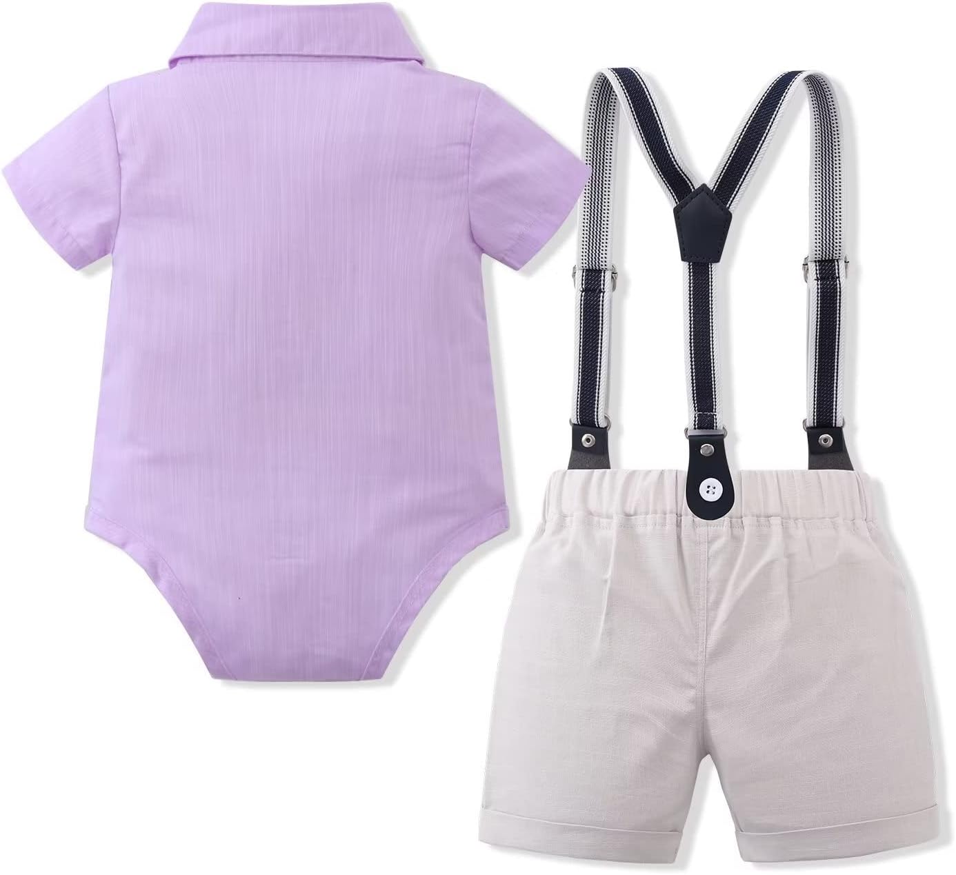 Tiepant Toddler Gentleman Suit Outfits Shirt + Suspender Short Pants + Bowtie for Baby Boys