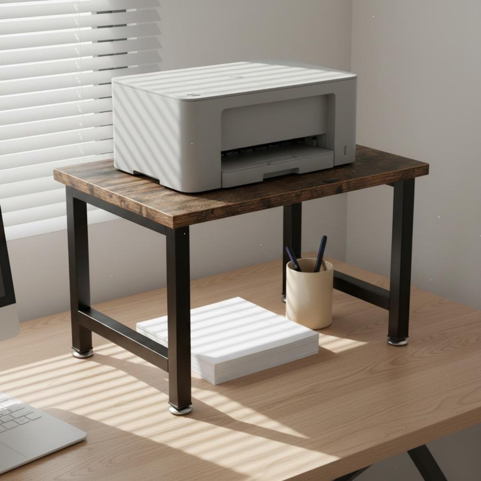 KESOTO Ripiano Stampante Ufficio Supporto Stampante Mensola Organizer Porta Dispositivo Struttura Stabile Portata Elevata con Ripiano Inferiore Salvaspazio Adatto per Studio Lavoro Casa