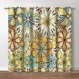 Jekeno Boho Floral Blackout Curtains, Bohemian Gypsy Colorful Flowers Print Decor, Abstract Mandala