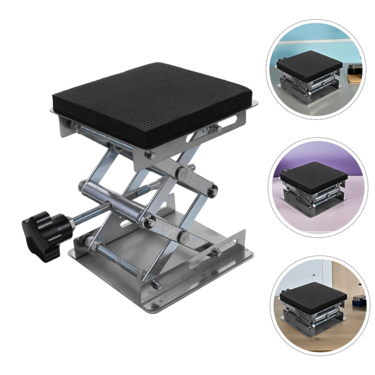 iplusmile 15kg Mesa Elevadora de Laboratorio de Acero Inoxidable Plataforma Ajustable de Gato Elevador de Tijera Rango de Capacidad para Uso Laboratorio