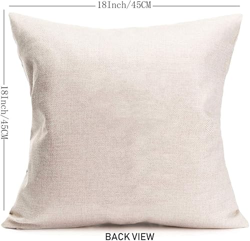 Miniatura 6 de Funda de almohada vintage de arpillera, saco de alimentación de algodón y lino, funda de cojín cuadrada para casa de campo y oficina, 18 x 18