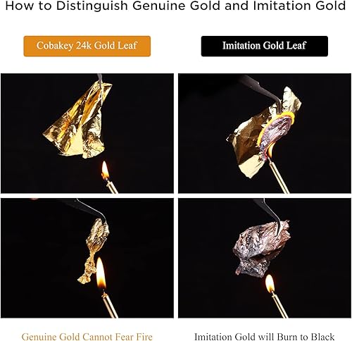 Miniatura 5 de Cobakey Hoja de plata comestible  Hoja de plata de 50 mg para decoración de pasteles (cupcake, chocolate, filete, bebida y cocina), copos de plata