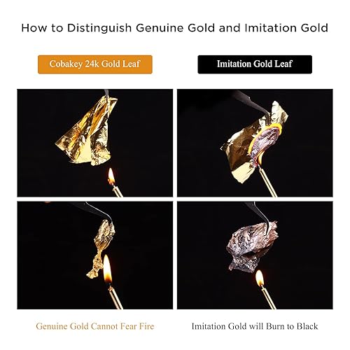 Miniatura 5 de Cobakey Hoja de plata comestible  Hoja de plata de 50 mg para decoración de pasteles (cupcake, chocolate, filete, bebida y cocina), copos de plata