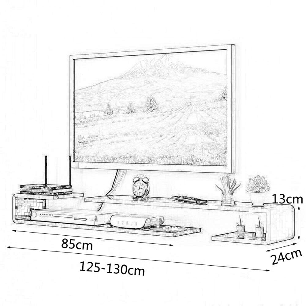 Naścienna pływająca szafka pod telewizor - konsola Multima i Boohelf do salonu/sypialni - stylowy schowek na router i dekoder - czerwony/biały rozmiar 125-130 cm