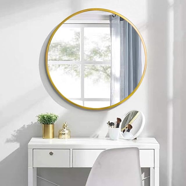 Beauty4U Round Mirrors of Glass 40cm Metal Framed HD Wall Mirror for Vanity, Bathroom or Bedroom (Copper, Diameter 15.7 Inch)