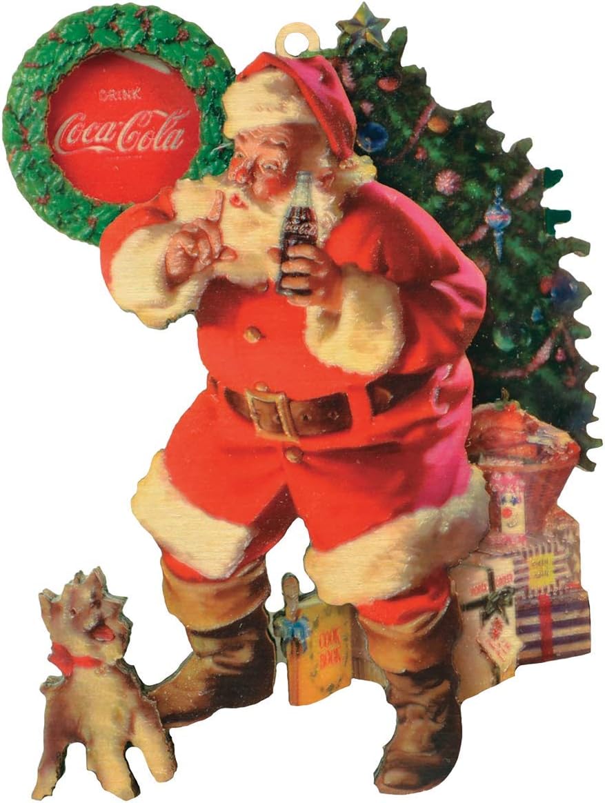 Coca-Cola Santa Staircase Wooden Ornament for Christmas Tree