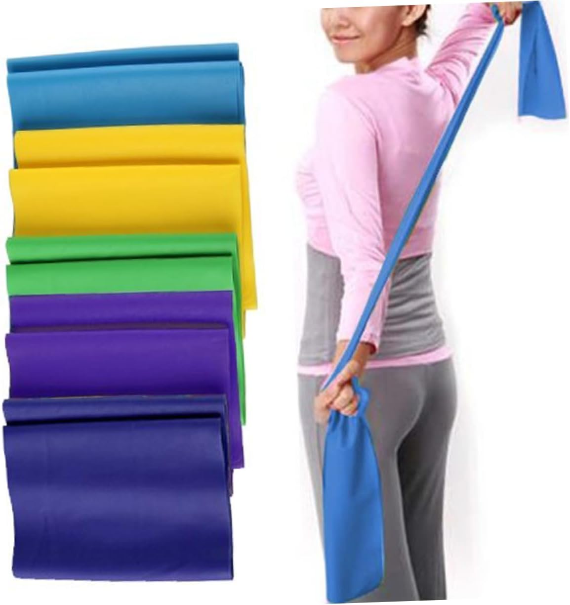 1.5M Yoga Resistance Band Durable Rubber Stretch Band for Fitness Versatile Exercise Equipment for Strength Training Flexibility Physical Therapy Random Color