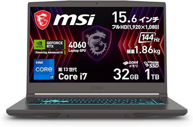 MSI Thin 15 B13V（Thin-15-B13VF-5018JP／RTX 4060・32GB・1TB・コスモスグレイ）の商品画像