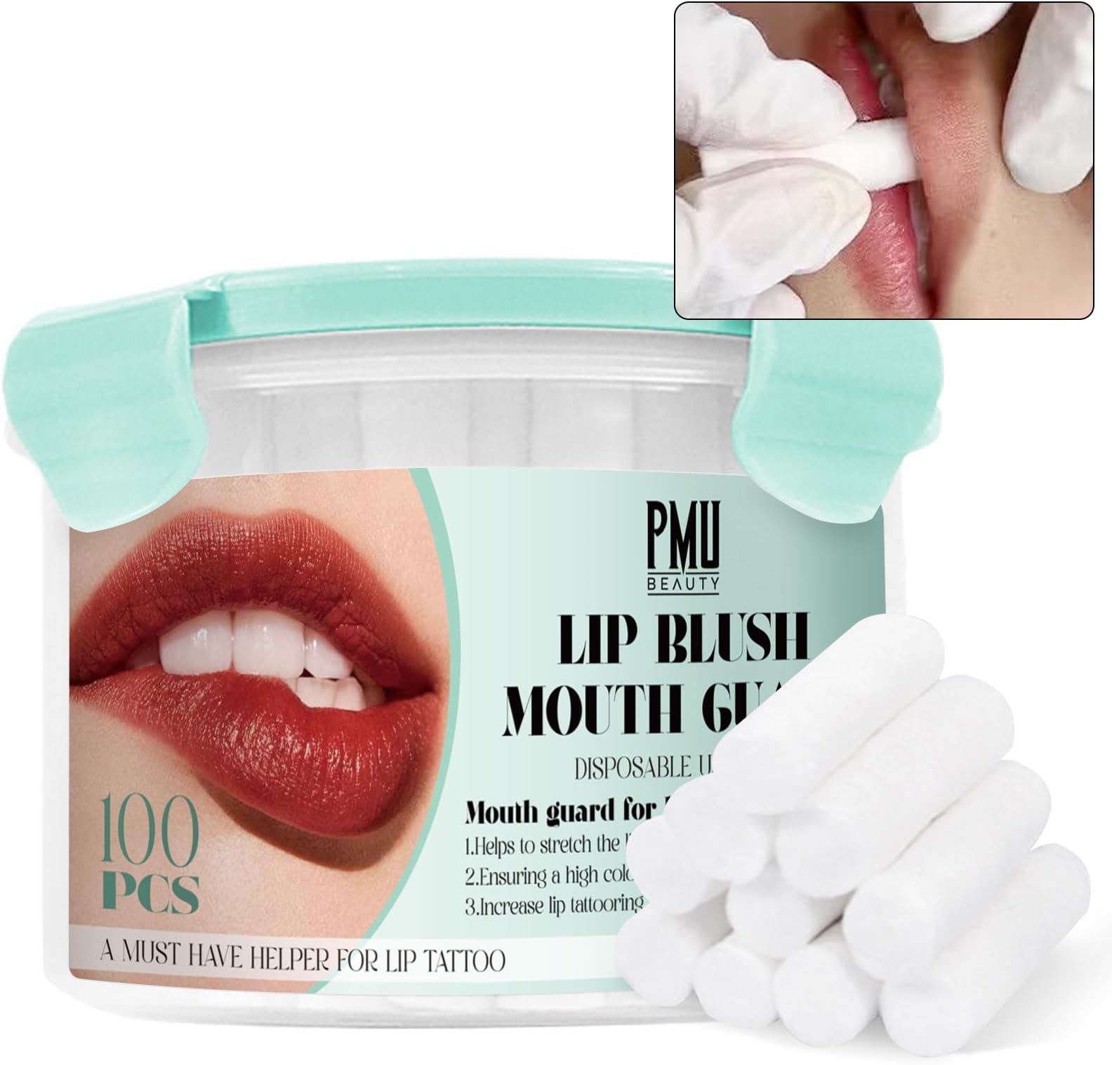 100pcs Cotton Lip Tattoo Stretching Stick for Easy and Precise Coloring, Enhancing Color, Blushing PMU Supplies, Cleaning Wipes