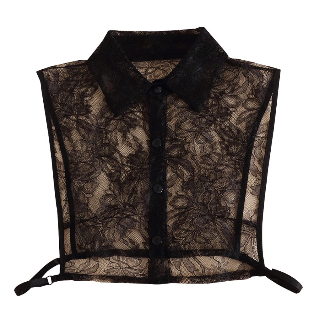 LoudSung Detachable Half Shirt Blouse Fake Collar Elegant False Collar for Women Girls Black