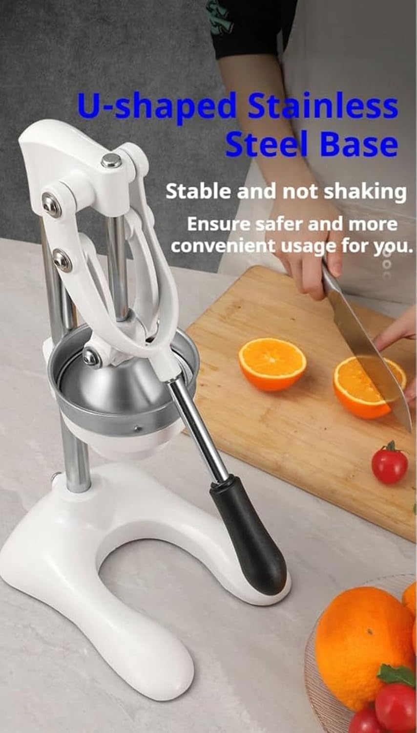 Stainless Steel and Cast Iron Lemon Squeezer, Heavy Duty Citrus Juicer Hand Press, Easy to Clean Countertop Lime Machine for Home and Kitchen