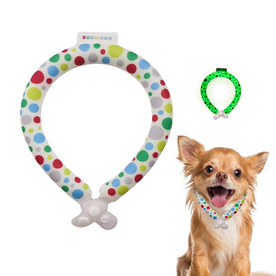 クールリング 犬 ネッククーラー 夜光効果 ボタン付き サイズ調節可能 S Amazon | Bucci Boo クールリング 犬 ネッククーラー 夜光効果