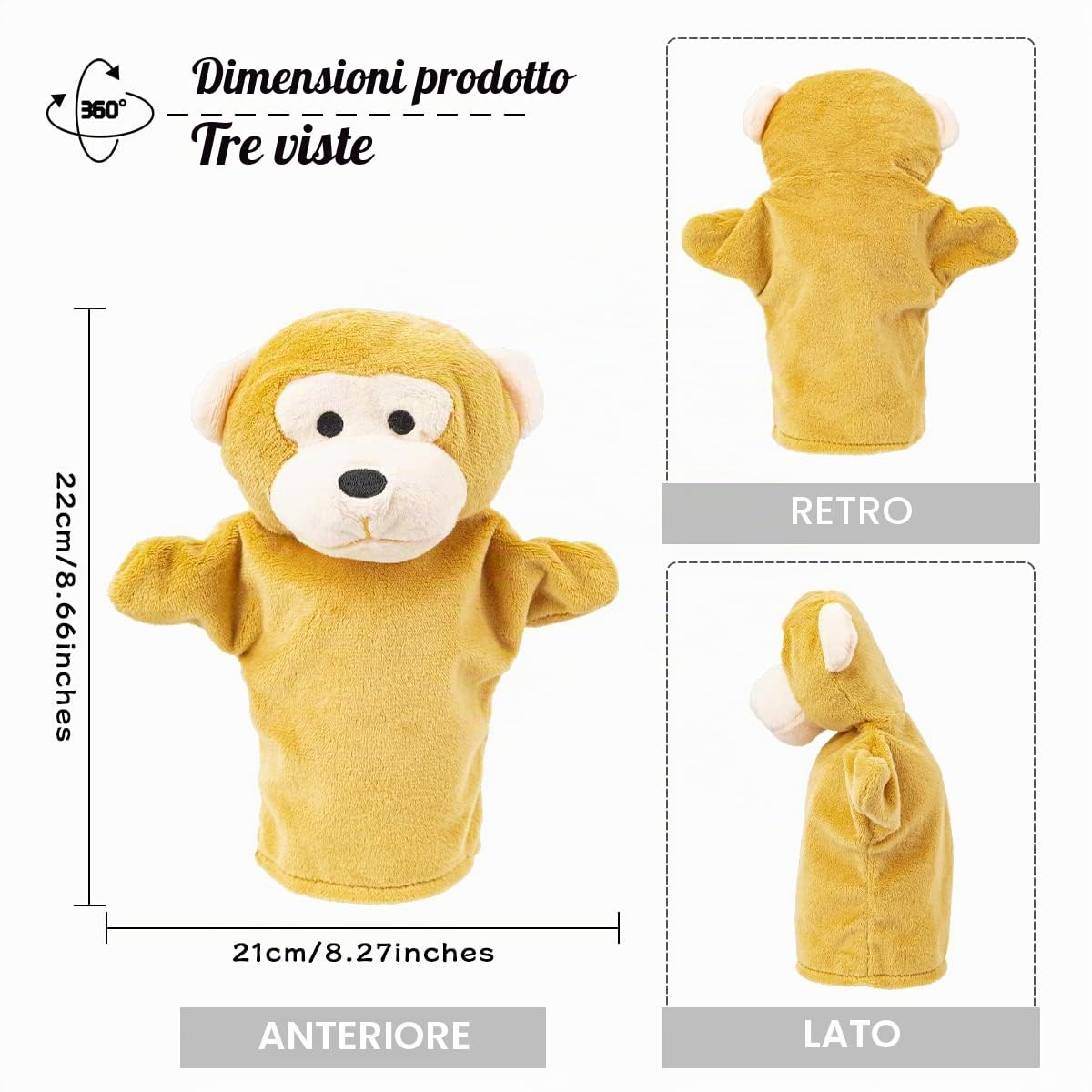 Marionette da Mano, Burattini da Mano Animale Selvatico dello Zoo, Morbide Colorati Giocattoli per Bambini Set di 5