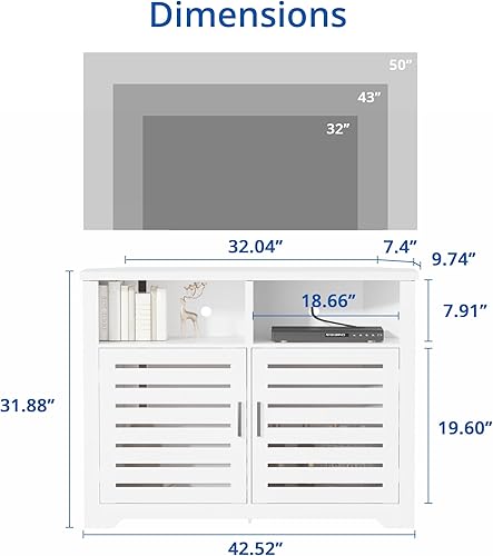 Miniatura 2 de Cozy Castle Soporte de TV de esquina blanca para TV de 50 pulgadas con diseño antiinclinación armario de TV esquinero con puertas centro de