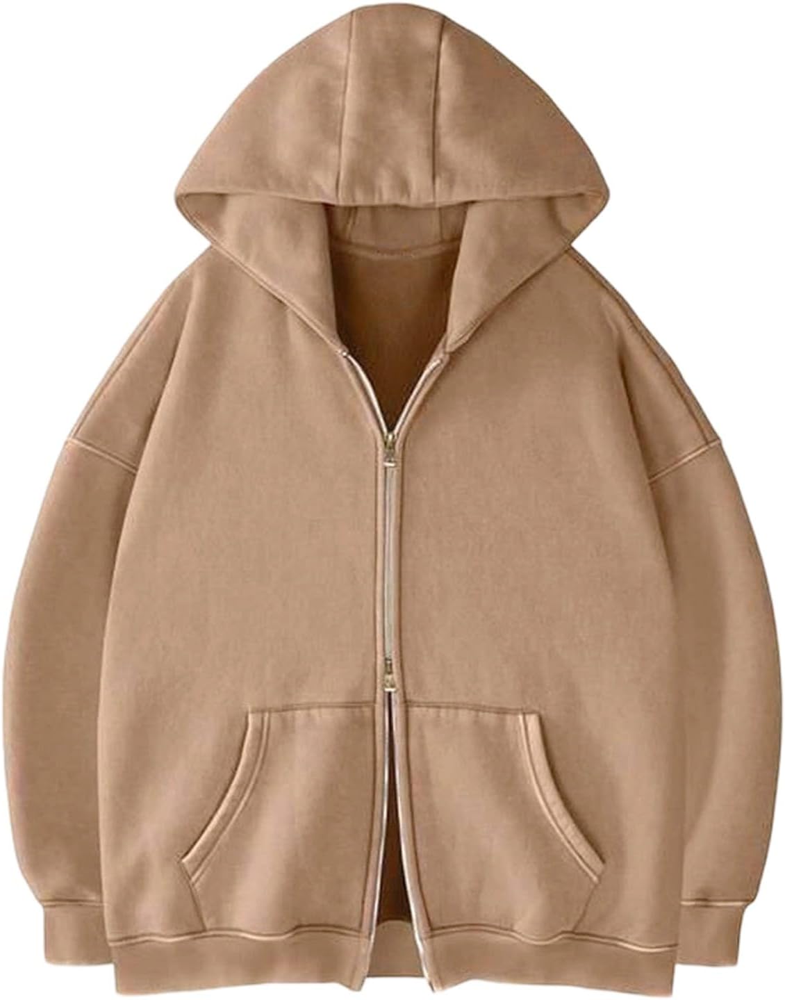 Oversized Full Zip Hoodie for Men Heavyweight Fleece Casual Loose Jacket | Baggy Drop Shoulder Boxy Fit Thick Cotton Fleece Kangaroo Pockets Casual Loungewear Streetwear Unisex Fall Winter Daily