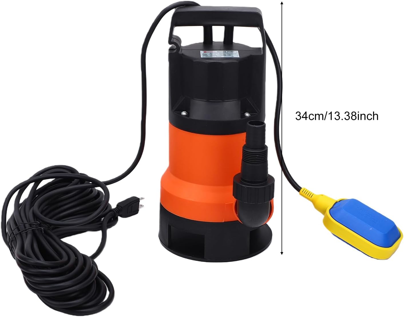 Hilitand Sump Pump, Submersible Water Pump with Automatic Float Switch, 1000W 10m Head 175L min for Pond Garden Flooded Cellar Irrigation (US Plug 110V)