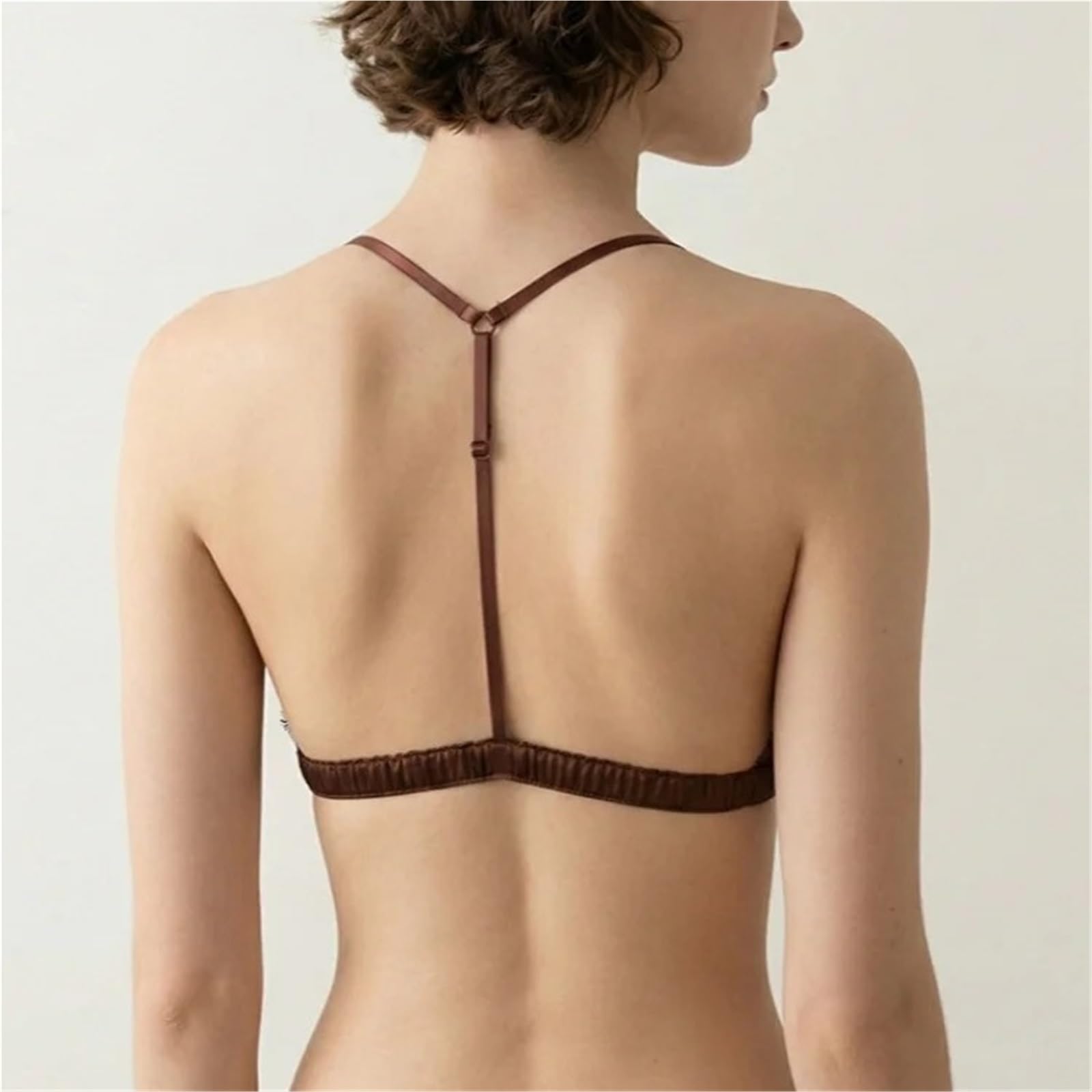 Sujetador de Encaje for Mujer del 93% Seda el 7% Spandex, Bralette con Cierre Delantero Copa Triangular sin Hilos, Ropa Interior