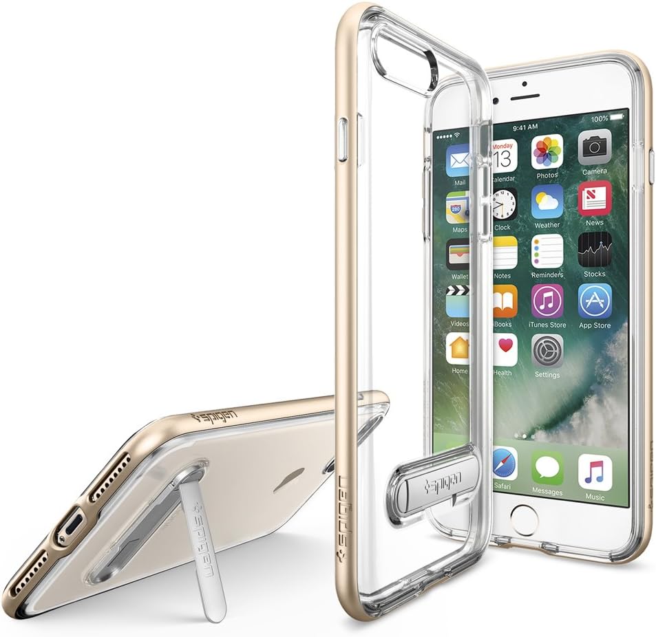 Spigen Crystal Hybrid iPhone 7 Plus/iPhone 8 Plus Case with Water-Mark Free Clear Case and Magnetic Metal Kickstand for Apple iPhone 7 Plus (2016) / iPhone 8 Plus (2017) - Champagne Gold