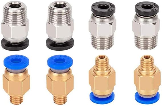 5PCS PC4-M6 Pneumatic Fitting Push to Connect + 5PCS PC4-M10 Straight Quick in Fitting Connectors for 3D Printer