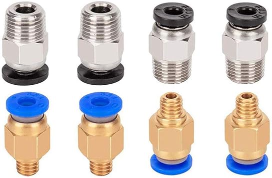 5PCS PC4-M6 Pneumatic Fitting Push to Connect + 5PCS PC4-M10 Straight Quick in Fitting Connectors for 3D Printer