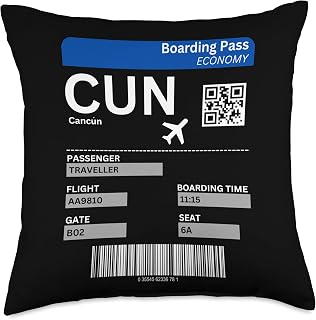 Boarding Ticket Cancún Vacation Mexico Cancun Throw Pillow