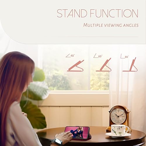 Miniatura 6 de XcaseBar Funda tipo cartera para iPhone 14 de 6.1 pulgadas con bloqueo RFID, 4 tarjeteros de crédito, funda de piel sintética con tapa para