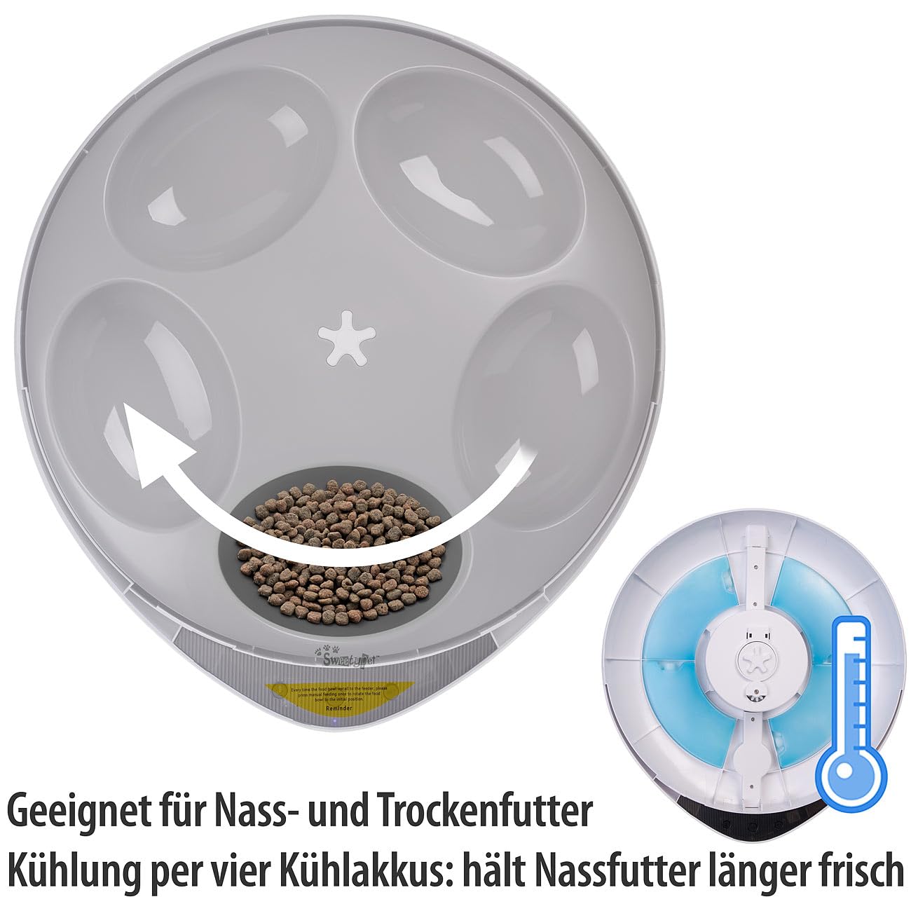 Futterautomat Katze: Smarter Haustier-Futterautomat, für Nass- & Trockenfutter, 5 Fächer (Katzen Nassfutter Automat, Katze Nassfutter, Home)