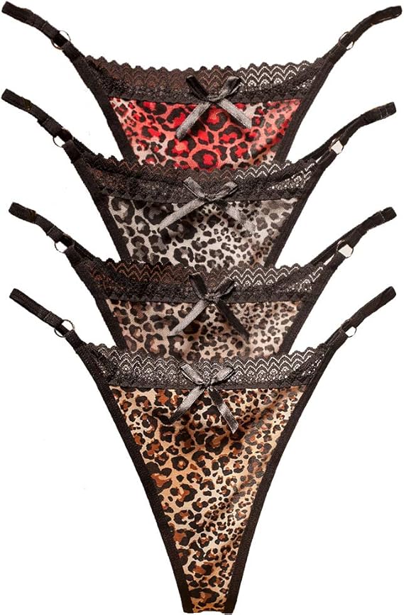 Mini Kitty 4 Pack Femme Strings en Dentelle Culottes sans Couture