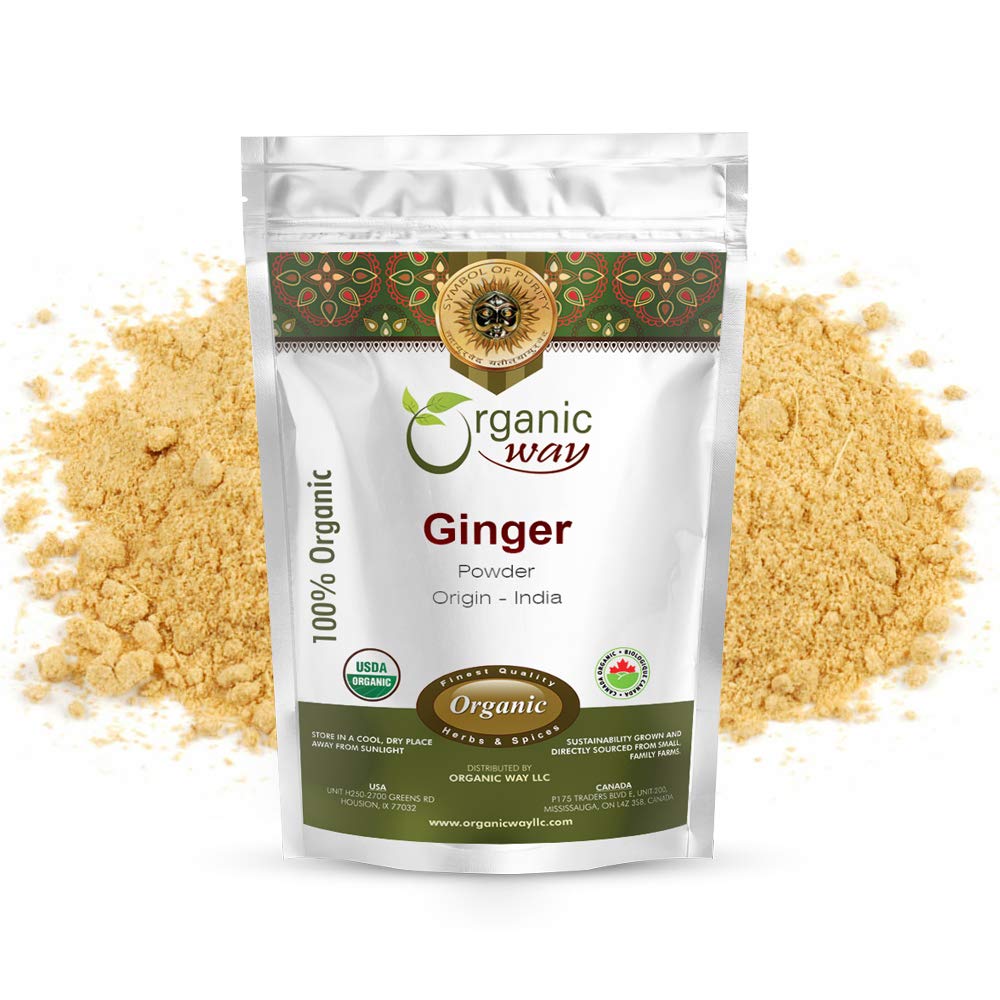 Organic Way Ginger Root Powder (Zingiber officinale Roscoe) Herbal Tea - Kosher & USDA Certified | Non-GMO & Gluten Free | Carefully Lab Tested | Resealable Bag | 100% Raw from India (2LBS / 32Oz.)