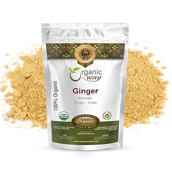 Organic Way Ginger Root Powder Herbal Tea - 100% Raw from India (8 ounce) | Zingiber officinale Roscoe botanical herb, USDA Organic and Kosher Certified; raw, vegan, Non-GMO, and gluten-free.