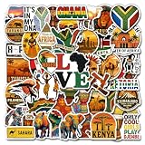 HIZILY 50 Pcs Africa Stickers Waterproof African Culture Vinyl Decal Travel Destination Sticker Laptop Water...