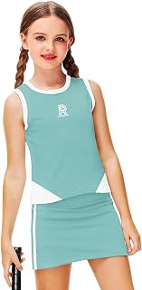 Girls Tennis Outfits Golf Tank Top and Skirt with Shorts 4-12 Years