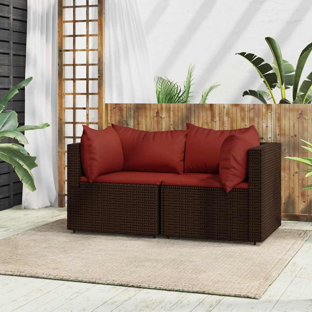 Modułowa sofa narożna z 2 poduszkami, odporny na warunki atmosferyczne rattan PE, malowana proszkowo rama stalowa, do 110 kg na jedno siedzenie, idealna do relaksu na zewnątrz