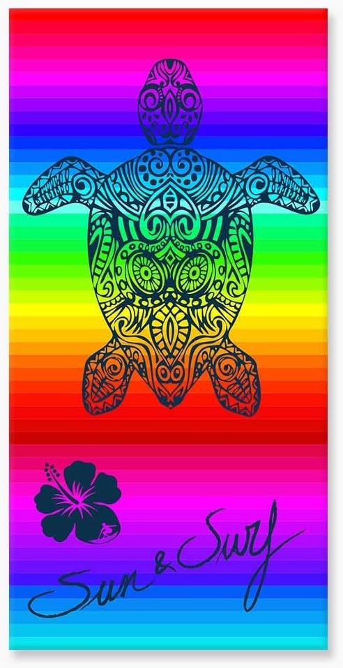 Turtle on Base Multi Colour Beach Towel 90 x 170