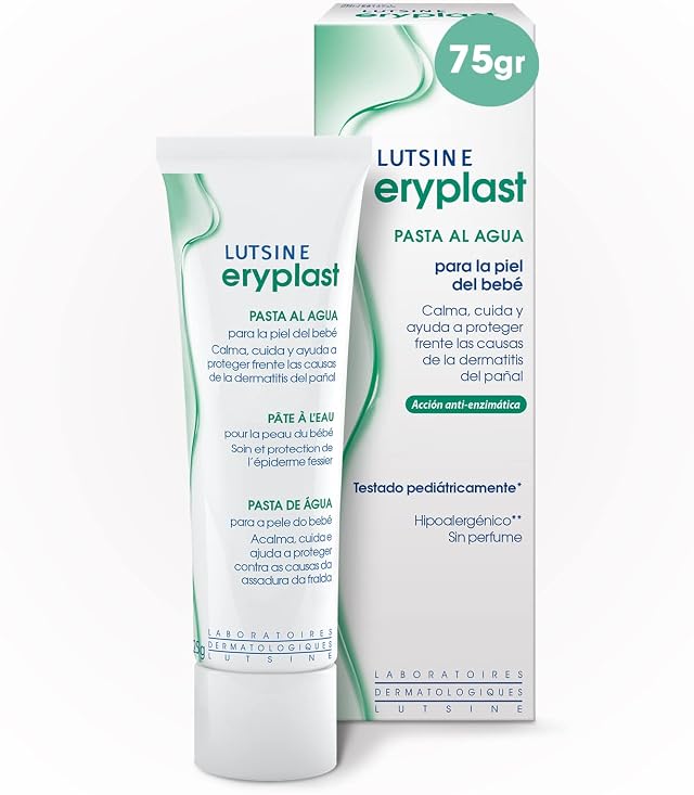 Eryplast Pasta al Agua 75 gr-Pomada Protectora, Crema de Pañal para Bebé – Hipoalergénico, Sin Perfume y Testado Pediátricamente (El empaque puede variar)