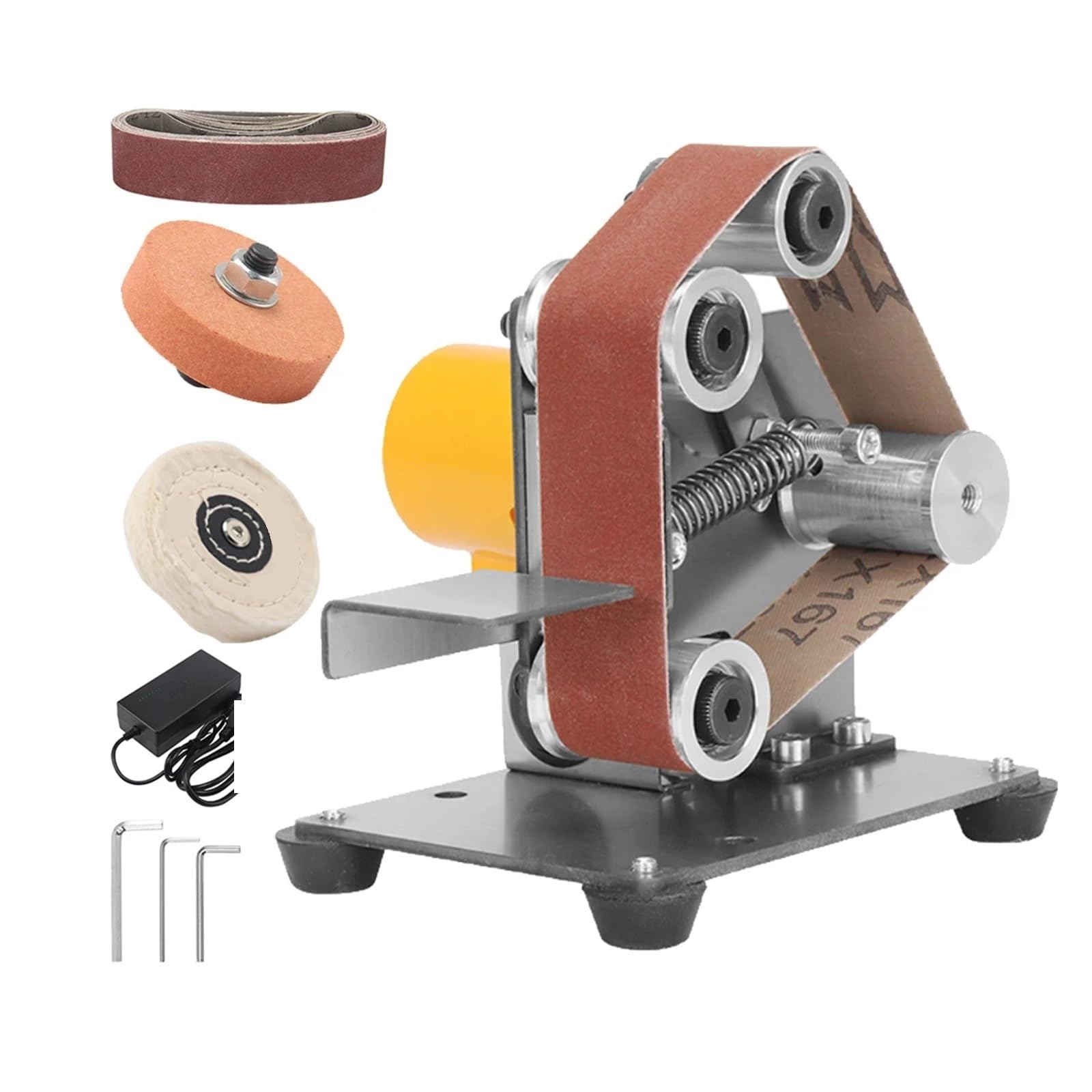 Csdasw 002-107 Mini Belt Grinding Machine Tool Sharpening Machine Sanding Grinding Electric Multifunctional Sander Polisher Machine Adjustable Jewellery Diy