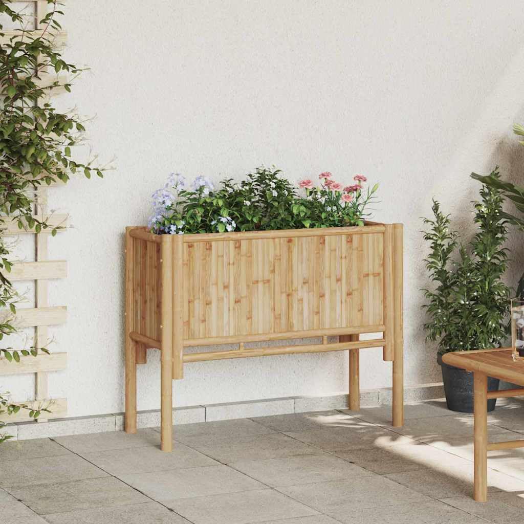 Hochbeet Braun aus Bambus 90 x 35 x 70 cm Pflanzgefäß für Balkon Terrasse Garten Outdoor winterhart frostfest mit Montage
