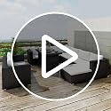 Image of DEVOKO Outdoor 6 PCS L Shape Rattan Sofa Set,Table and Ottoman with Cushions, Deck Furniture Dining Table Set, Garden, Porch, Backyard (Balck & White)