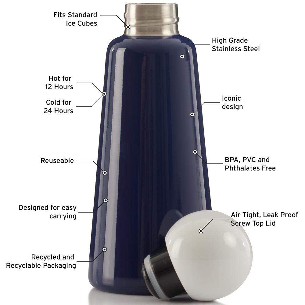 LUND LONDON Skittle Bottle | 500 ml | wiederverwendbare Wasserflasche | doppelwandig | hält Inhalt 24 Stunden kalt und 12 Stunden heiß | BPA-frei | Edelstahl (Indigo)