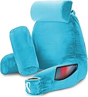 Vista 13 de Nestl - Almohada de lectura con espuma viscoelástica triturada, diseñada para sentarse en la cama y el sofá, con soporte ajustable para la espalda