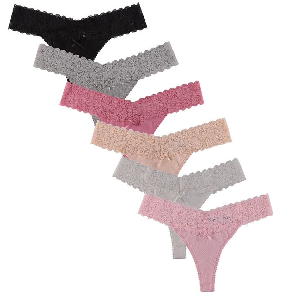 UWOCEKA Cotton Thongs - Thongs for Women Pack Cute Underwear Sexy Panties for Lady