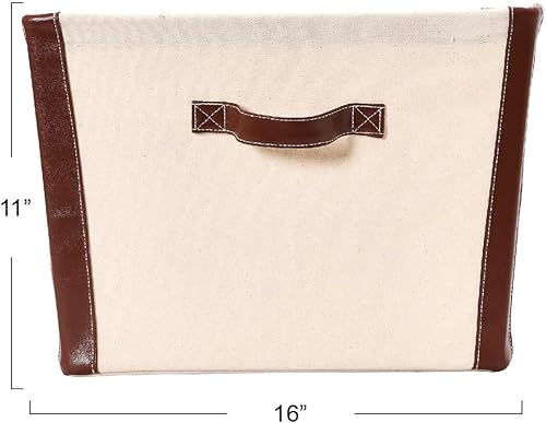 Miniatura 5 de Household Essentials Contenedor de lona con ribete de cuero vegano