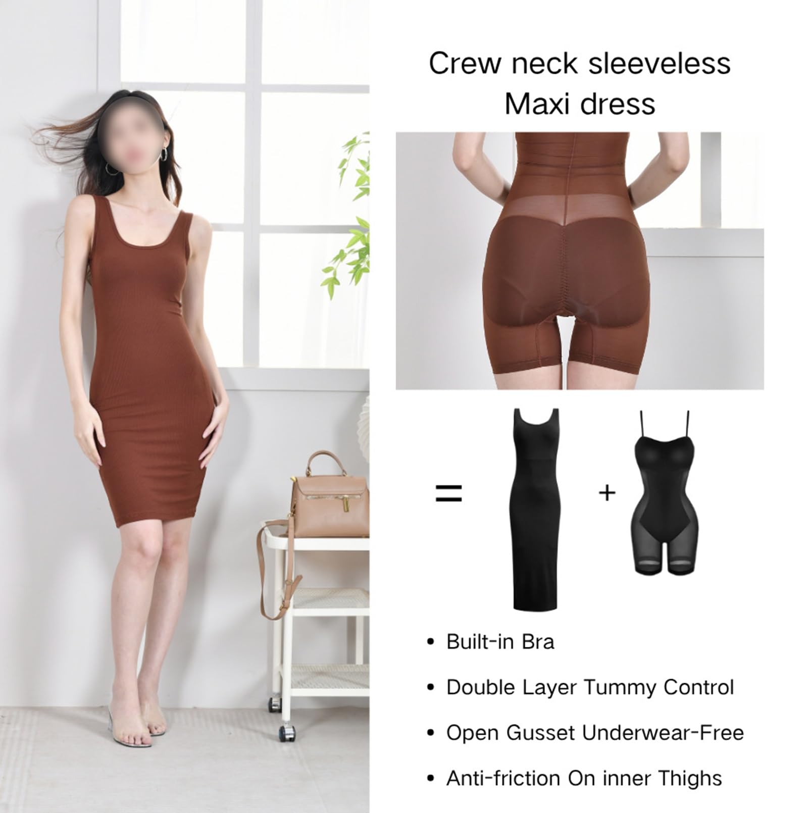 HLTYGWX Vestido de Mujer Slips Body Full Slip Shapewear Vestidos de Control de Barriga Correa de Espagueti