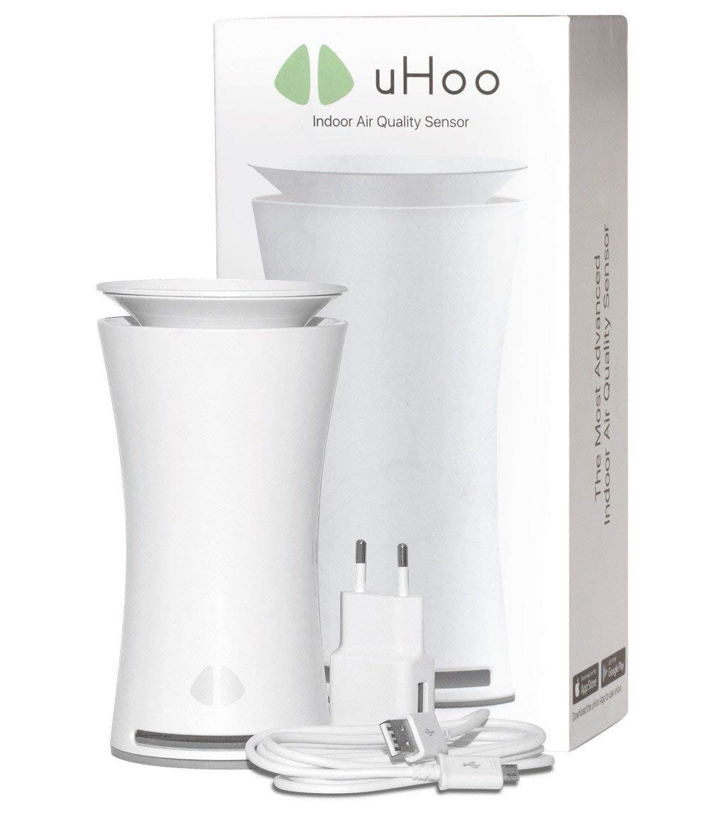 uHoo Air Indoor Air Quality Sensor 9 in 1 Smart Air Monitor with Temperature and Humidity Gauge, CO2, Dust PM2.5, VOC, NO2, Allergen Meter