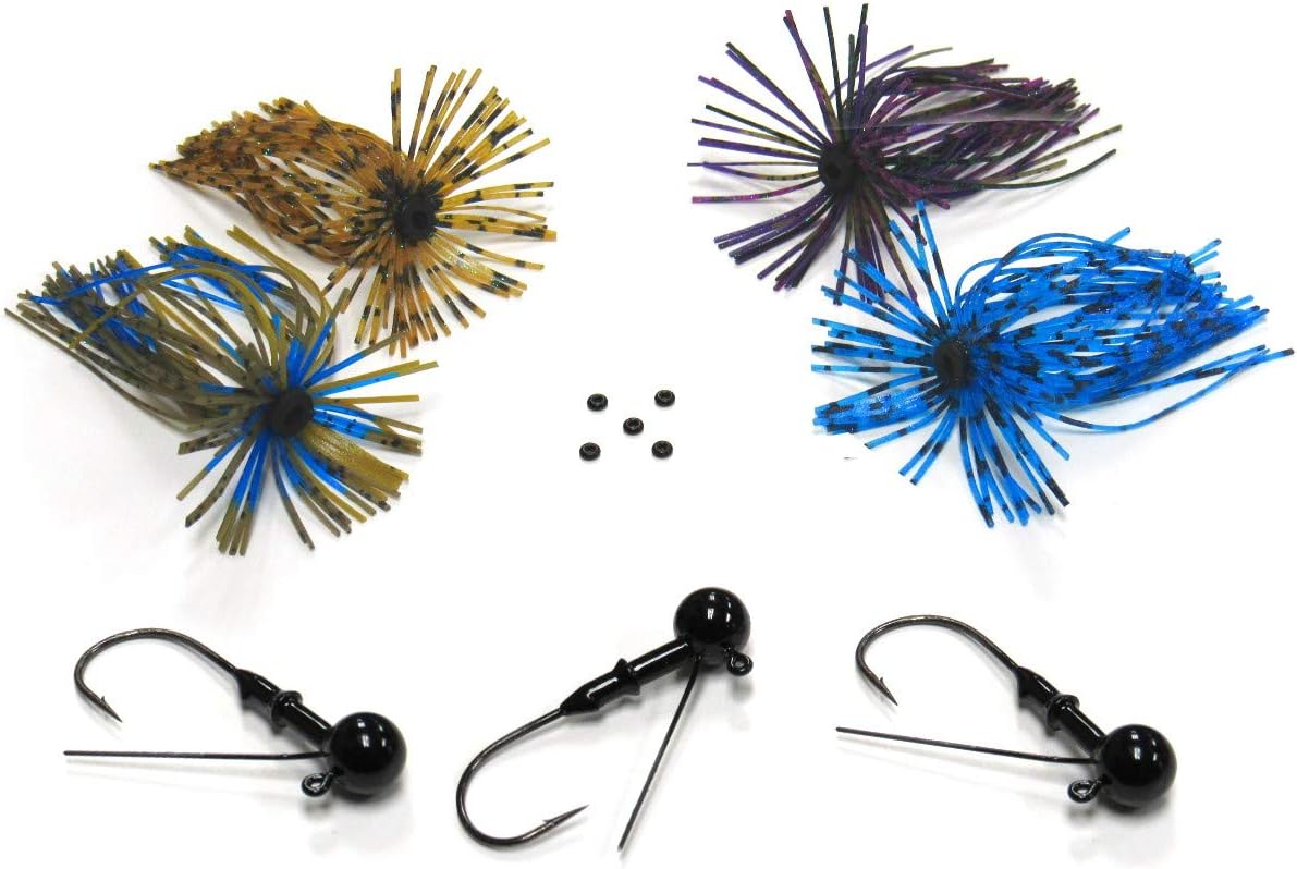 Harmony Fishing - Tungsten Resin Finesse Jigs (Modular Skirt Kit - 3 Finesse Jigs, 4 Skirts, 5 Bait Pegs)