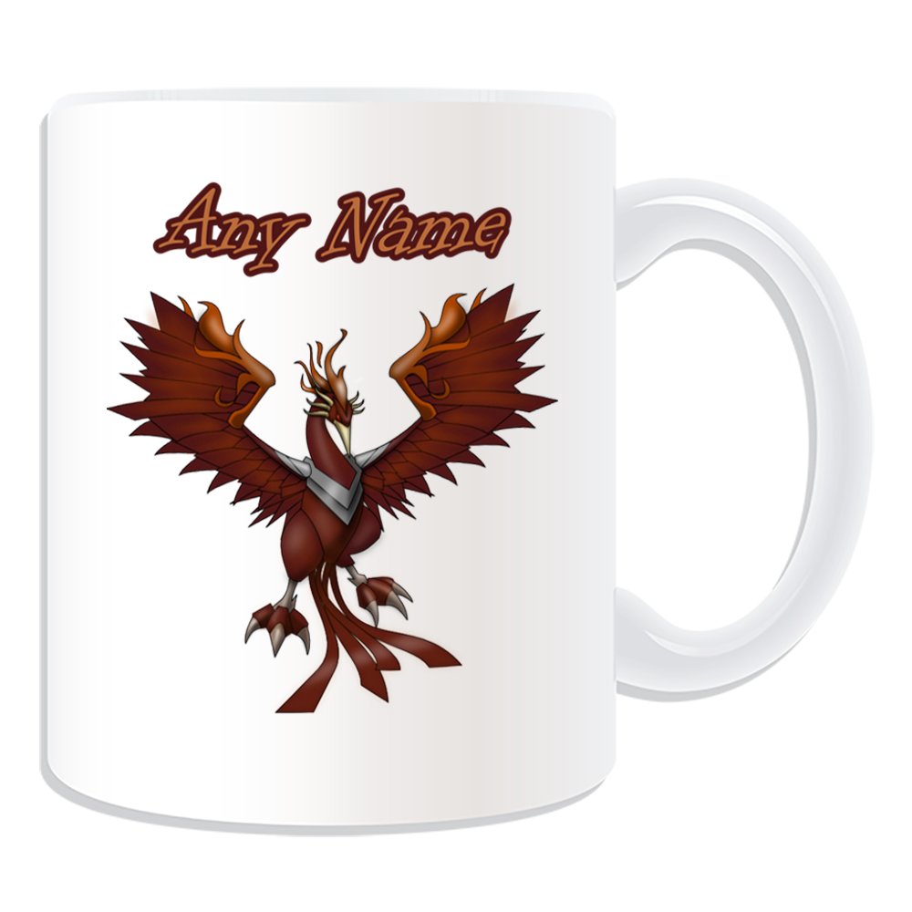 UNIGIFT Personalised Gift - Phoenix Mug (Fairy Tale Design Theme, White) - Any Name/Message on Your Unique - Fire Deathless Bird